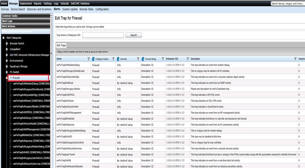 Figure 37 Alert Sources for SonicWALL Firewall Figure 38 Alert Sources for