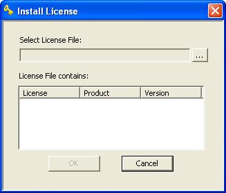 To add a license file Open the ETAS License Manager (cf. page 12) and select File Add Licensing File. The "Install License" dialog window opens. Next to the "Select License File" field click the.