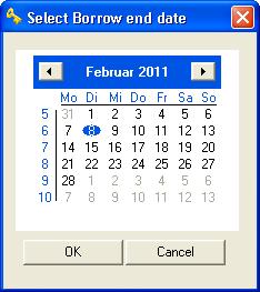 Select the date until which you want to borrow the license from the calendar displayed and click OK.