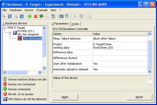 Click OK to accept this device into your current hardware configuration. The Select project and working data for ES113x Simulation Controller:1 dialog box is displayed.