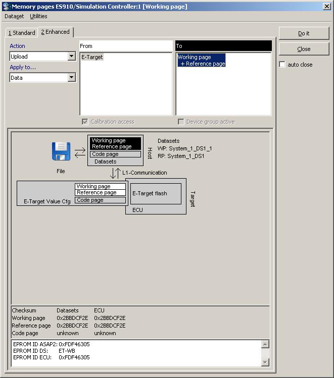 In the experiment environment, choose Hardware Manage memory pages. The Memory pages <device>/simulationcontroller:1 [WORKING_PAGE] dialog box is displayed. Select the 2 Enhanced tab.