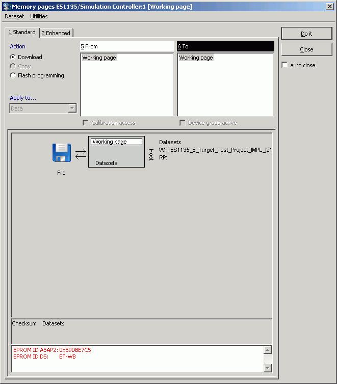 In the experiment environment, choose Hardware Manage memory pages. The Memory pages <device>/simulationcontroller:1 [WORKING_PAGE] dialog box is displayed. Select the 2 Enhanced tab.