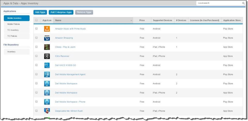Manage Application Inventory and Policies The Application Inventory page (Apps & Data > Applications Inventory) and the Application Policies page (Apps & Data >