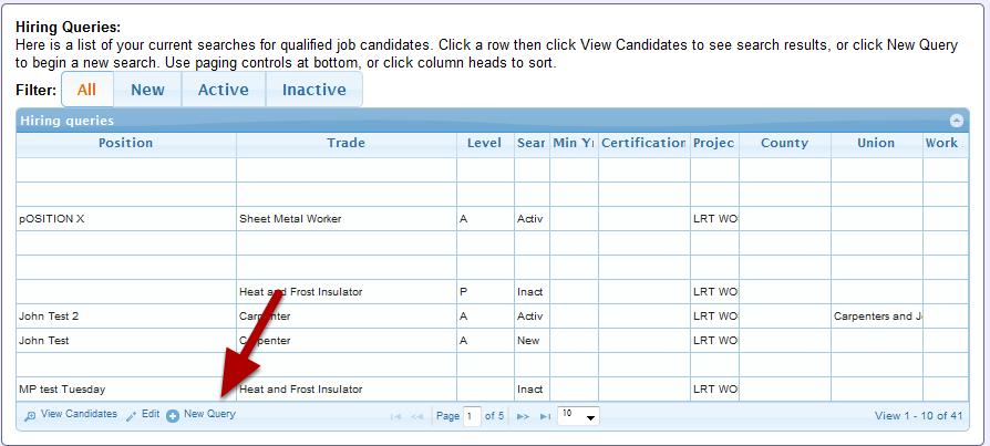 3 Working with Hiring Queries Creating a New Query 1.