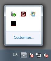 I cannot see the G icon in the Windows Task Bar First check if Windows 7 has hidden the icon in the Windows Task Bar. Click on the little arrow next to the other icons. Click Customize.