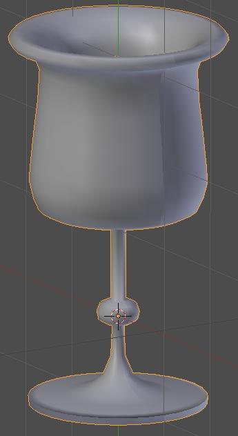 For this example, I started with a plane, deleted one vertex, and shaped/extruded the mesh into the profile of a goblet.