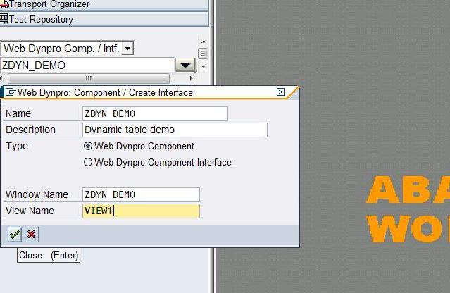 Create Web-Dynpro Component To Create a Web-Dynpro component, open transaction SE80; create a window and a view.