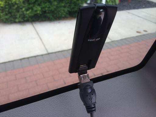 The Dongle is powered from the DVR and is extended to be placed in an