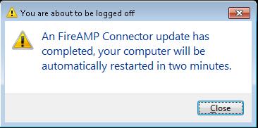 Reboot: Reboot is required to complete a FireAMP upgrade. If you choose Do not reboot, then the software does not resume running on the system until after a reboot.