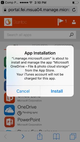 Install OneDrive for Business Once you've installed the Company Portal (Intune) app, you can install the mobile OneDrive for