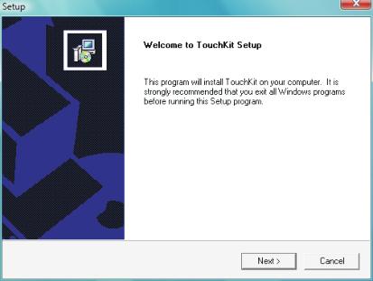 x Touch panel software installation In order to use the touch panel, you must first install the touch panel software from either an install CD or downloaded from
