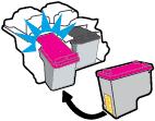 ntacts on the ink cartridge. c. Slide the ink cartridge into the slot until it clicks into place.