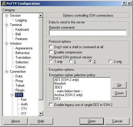 First time login for Windows OS users: If you use a Windows personal computer, you first need to obtain and install a client program for your system that supports SSH protocol 2, such as PuTTY.