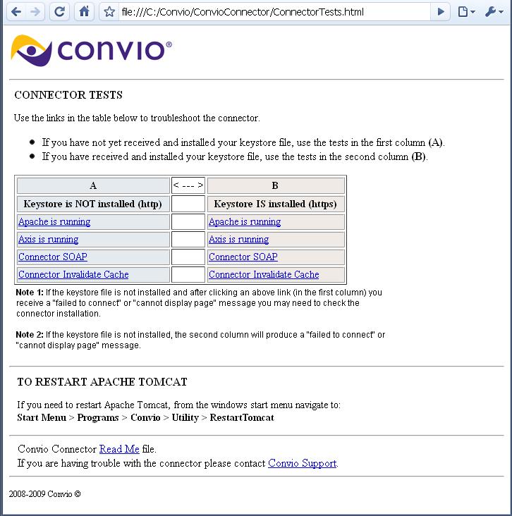 Verify the Installation After successful installation, an internet browser will be launched. From this page you can verify the RE Connector installation.