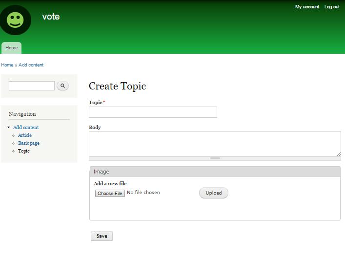 19 Figure 3.7: Create Topic. 3.2.4 Voting The list of Topics can be accessed from the home page. User should be logged in to vote.