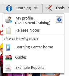 10 On the top part of the Home page you can find the program s Navigation bar. Under Assessments, you can create and view individual and group assessments and use the Group reporting tool.