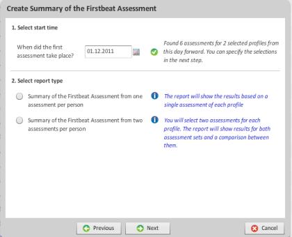 65 4. Define the starting date of the 1 st assessment.