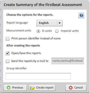 Select the desired assessments for each person (you will get a list by mouse clicking the arrow next to the date) and