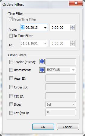Time filter. From time filter allows sorting entries by time of their last change (Change Time) from stated time.