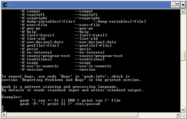 Cygwin Linux shell to