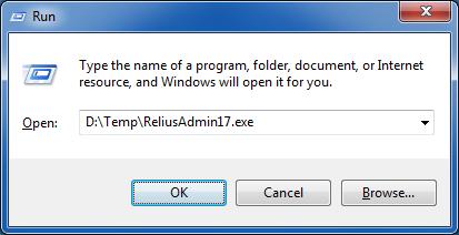 3.4 Re-start the computer. Windows or other programs may have locked some files that need to be overwritten during the update process. 3.5 Temporarily disable all virus protection. 3.6 Click Start, then Run and type D:\Temp\ReliusAdmin17.