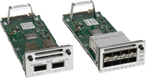 Figure 5 shows the following network modules: 8 x 10 Gigabit Ethernet with Small Form-Factor Pluggable+ (SFP+) receptacles 2 x 40 Gigabit Ethernet with Quad Small Form-Factor Pluggable+ (QSFP+)