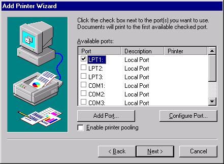 2 From the Start menu, select Settings, then Printers. The Printers folder appears. 3 Double-click the Add Printer icon.