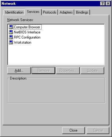 Windows NT 4.0/2000/XP Server Settings Add Server Service (Windows NT 4.