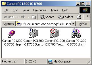 Canon PC1200/iC D700 Group After installation is complete, the CAPT program group is created.