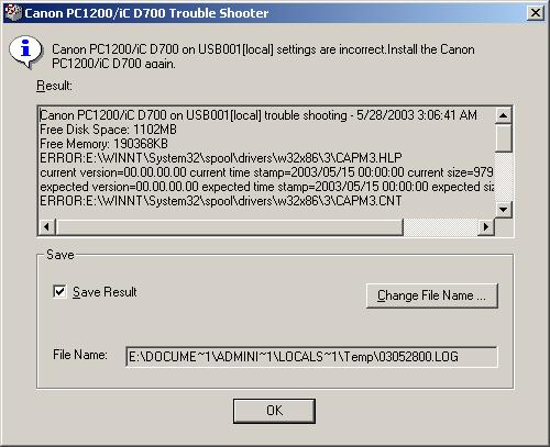 When Trouble Shooter is done checking your files, it displays a dialog box similar to the one below. While Trouble Shooter is running, it saves a log file with the name tshooter.