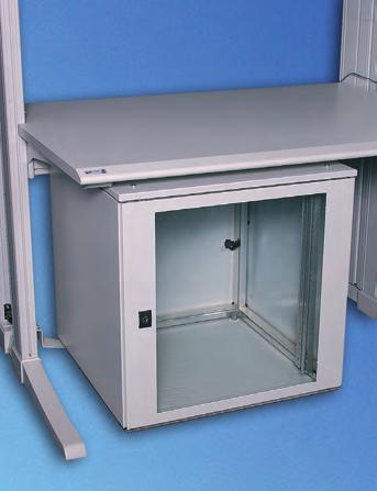 Covers, powder-coated texture - Glass door: sheet steel with single safety glass panel - Metal door: sheet steel Model IP 20 Space solution 82% of the basic surface can be used as space for