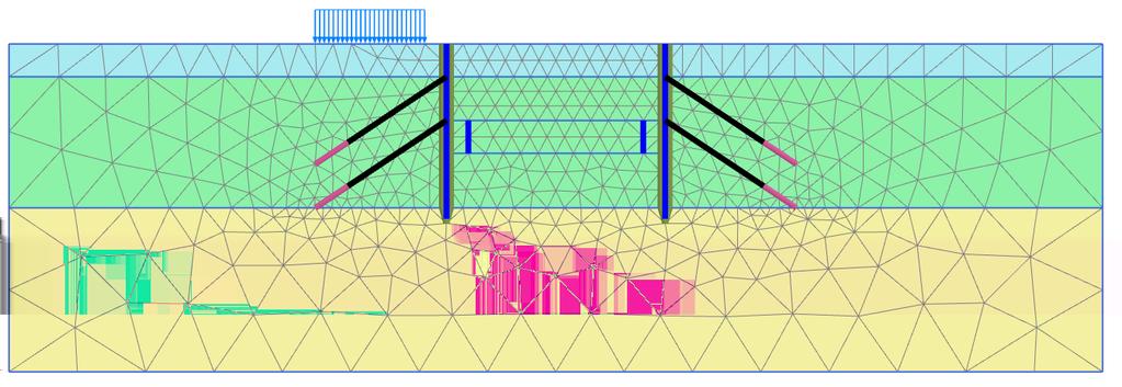 TUTORIAL MANUAL Figure 10.1 The generated mesh 10.3 CALCULATIONS Proceed to the Staged construction mode. In this project only groundwater flow analysis will be performed.
