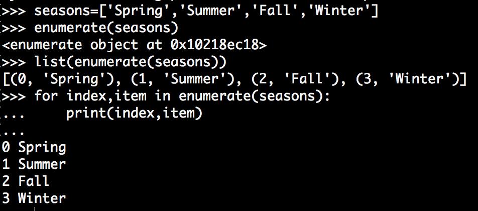 More Data Structures: Enumerate Returns an enumerate