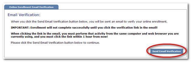 After clicking the Send Email Verification button, a verification message appears. Step 6: Check your email.