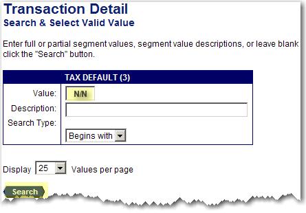 Tax Options Click on the magnifying glass beside Tax Default box.