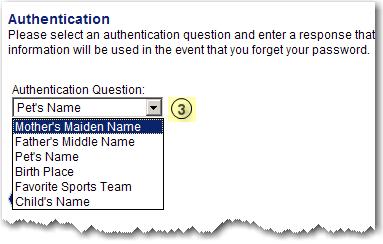 CHANGING YOUR AUTHENTICATION QUESTION/ANSWER 1.
