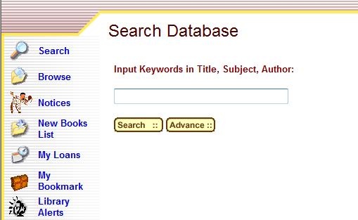 2.2 Doing an Advance Search Step 1 : Click on Advanced E.g. To search for a book title Cladding of buildings written by Alan Brookes.