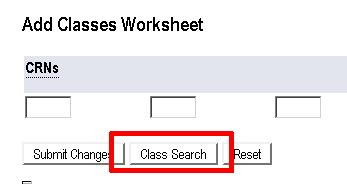 There are two ways to reach the Class Search section