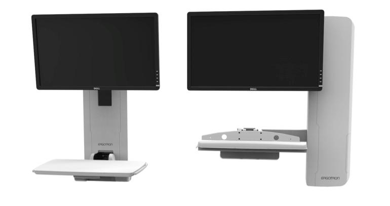 StyleView VL Sit-Stand Patient Room 18 (45.7 cm) of vertical adjustment 50 left/right monitor pan Fold-down keyboard with 120 left/right pan and slides out 5 (12.