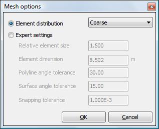 LESSON 1: FOUNDATION IN OVERCONSOLIDATED CLAY option in the Mesh menu. Change the Element distribution to Coarse in the Mesh options window (Figure 2.9) and click OK to start the mesh generation.