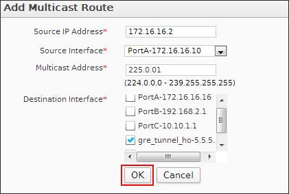 Branch Office Go to Network Static Route Multicast and click