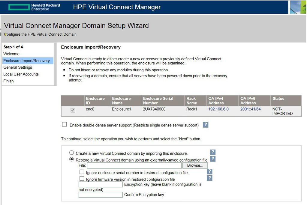 General Settings The Virtual Connect domain name should be unique within the data center, and can