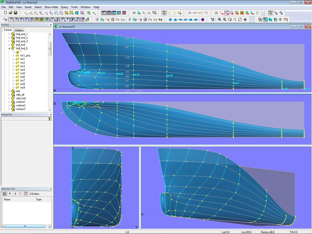 X-spline Lofted Surface B-spline Surface / NURBS Surface Any kind of lofted surface is generated by the same procedure: on each of the control curves or master curves MultiSurf locates points at the