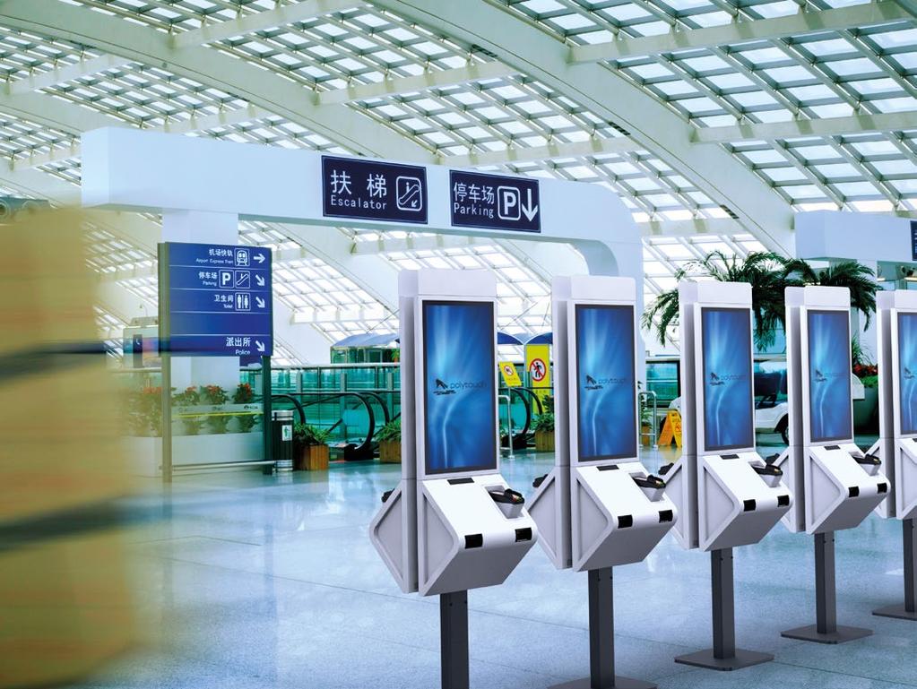 The modular self-service kiosk with space-saving design polytouch 32 passport polytouch 32 passport is the modular kiosk solution for ticketing and self-checkout.