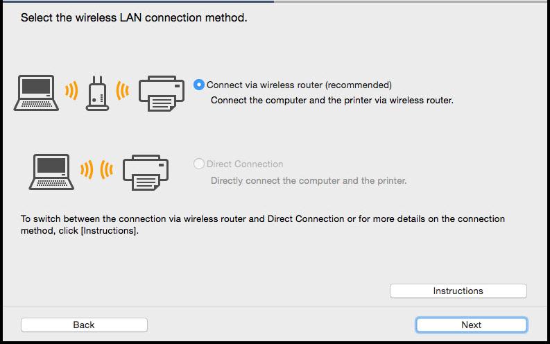 Select Connect via wireless