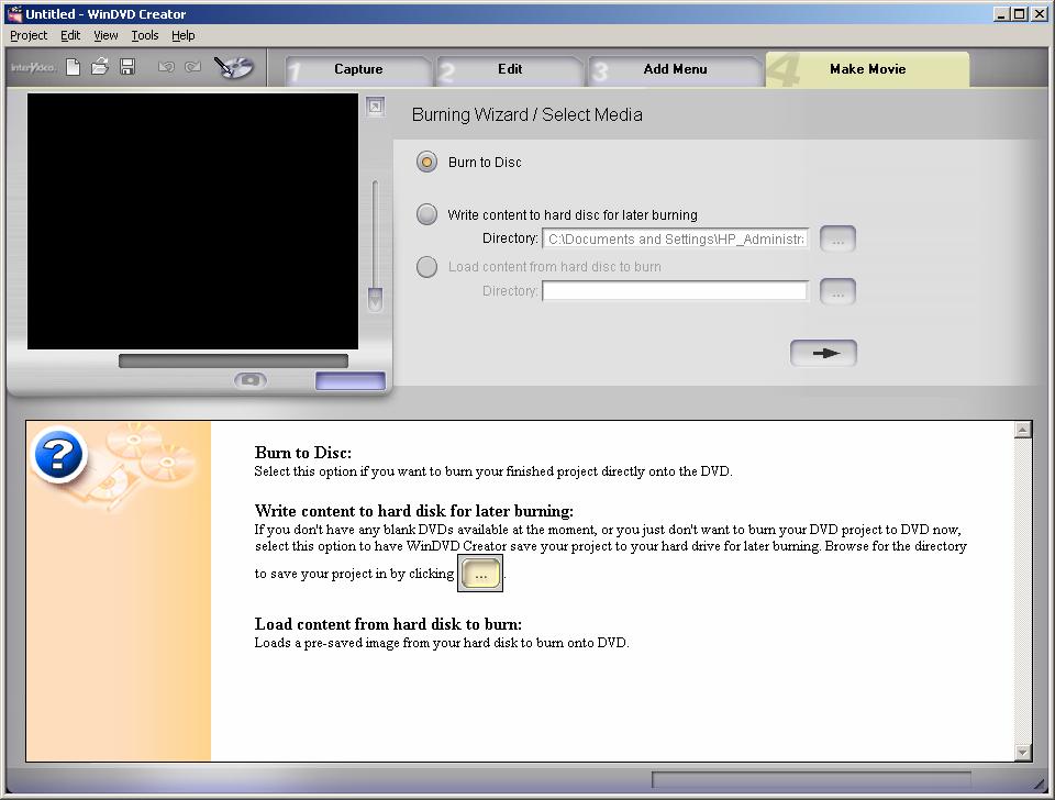 Click on Make Movie Tab to Create Video CD/ DVD.