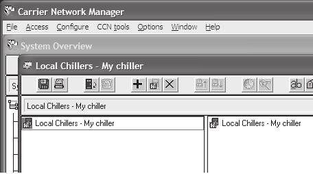 port of the display. An example of the display showing the default CCN databases and the Local Chiller database is shown in Fig.