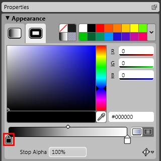 7. With the shape still highlighted, click Fill and then click Gradient Color from the preset swatches (red square below). 8.