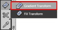 10. On the toolbox, click the Gradient Transform tool. The Fill Transform tool may still appear. If so, click on it and hold down until the choice for Gradient Transform appears and then choose it.